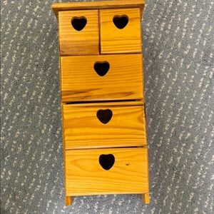 Heart-Accent Wooden Jewelry Organizer